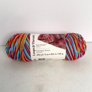 Loops & Threads Soft Classic Acrylic Yarn Fiesta Multi 5oz 252yd Medium 4 Weight